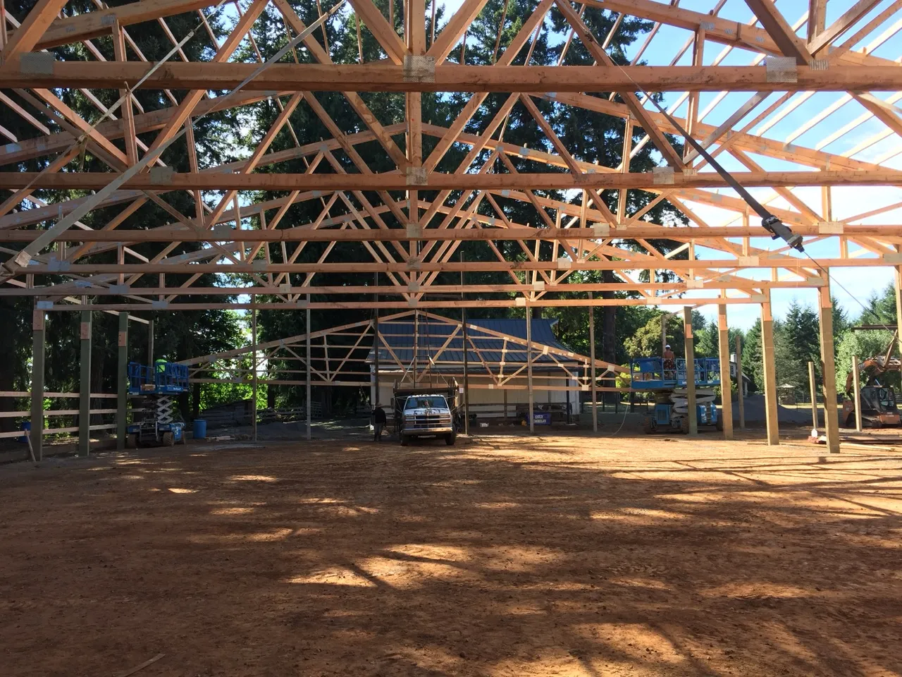 80×120 Equestrian Arena with Wing — Clackamas County, Oregon during construction
