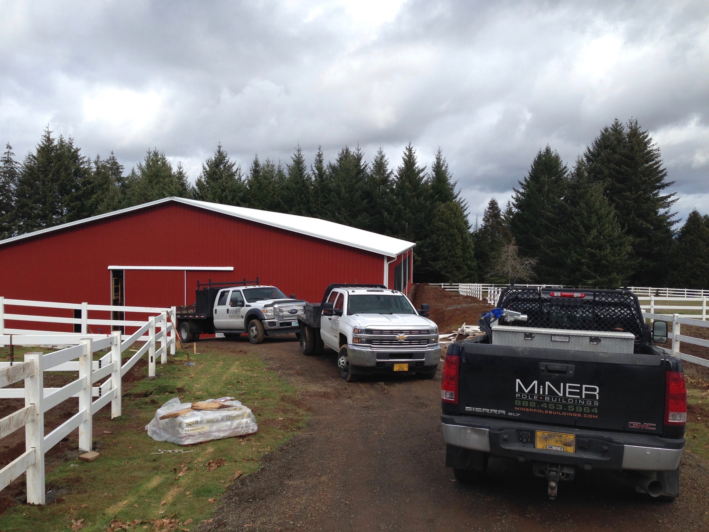 80×156 Riding Arena with Attached Stall Barn — Sherwood, Oregon, built by Miner Pole Buildings