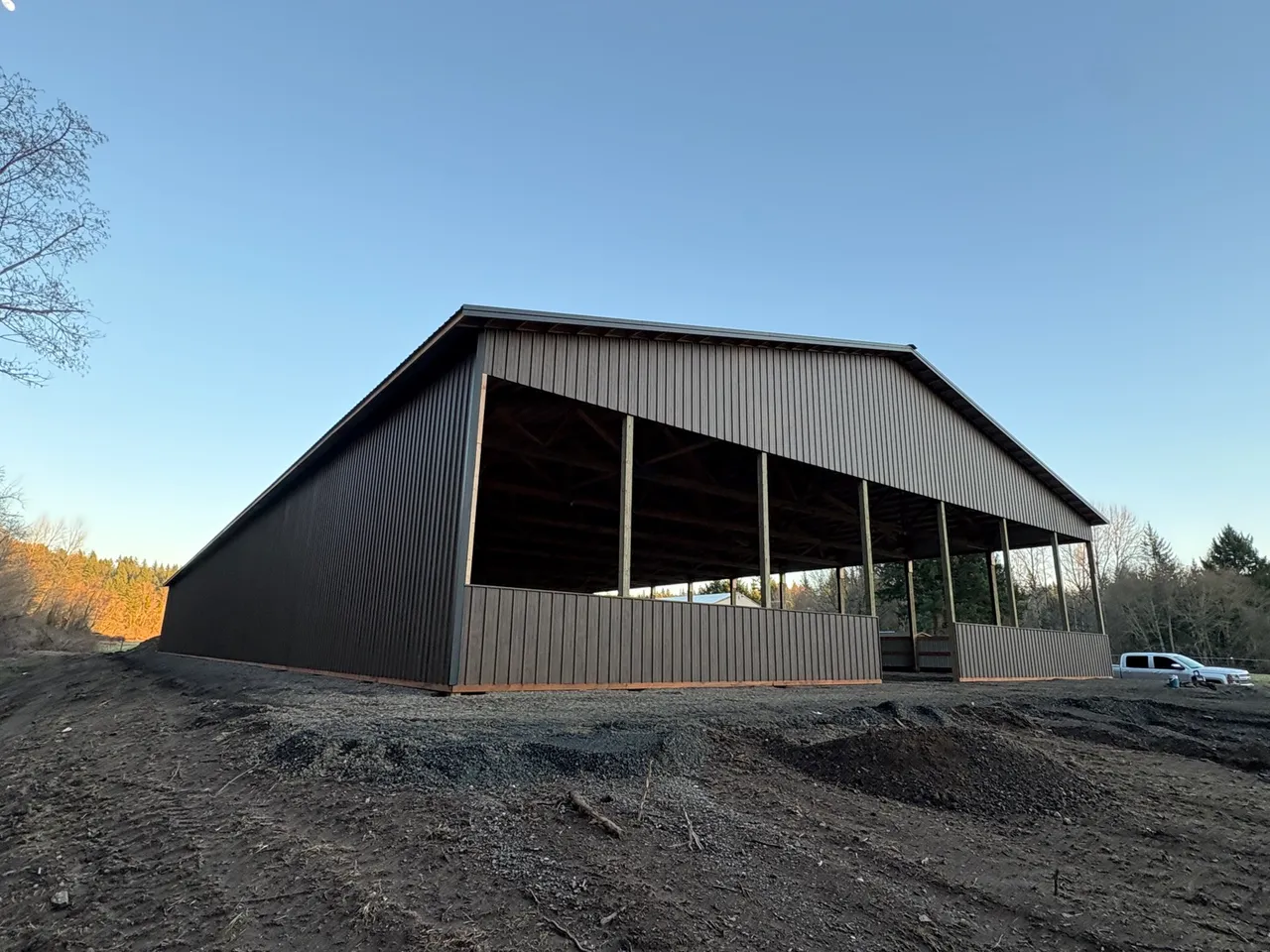 80×204 Arena, Stall Barn & Breezeway — Clackamas County, Oregon — finished building