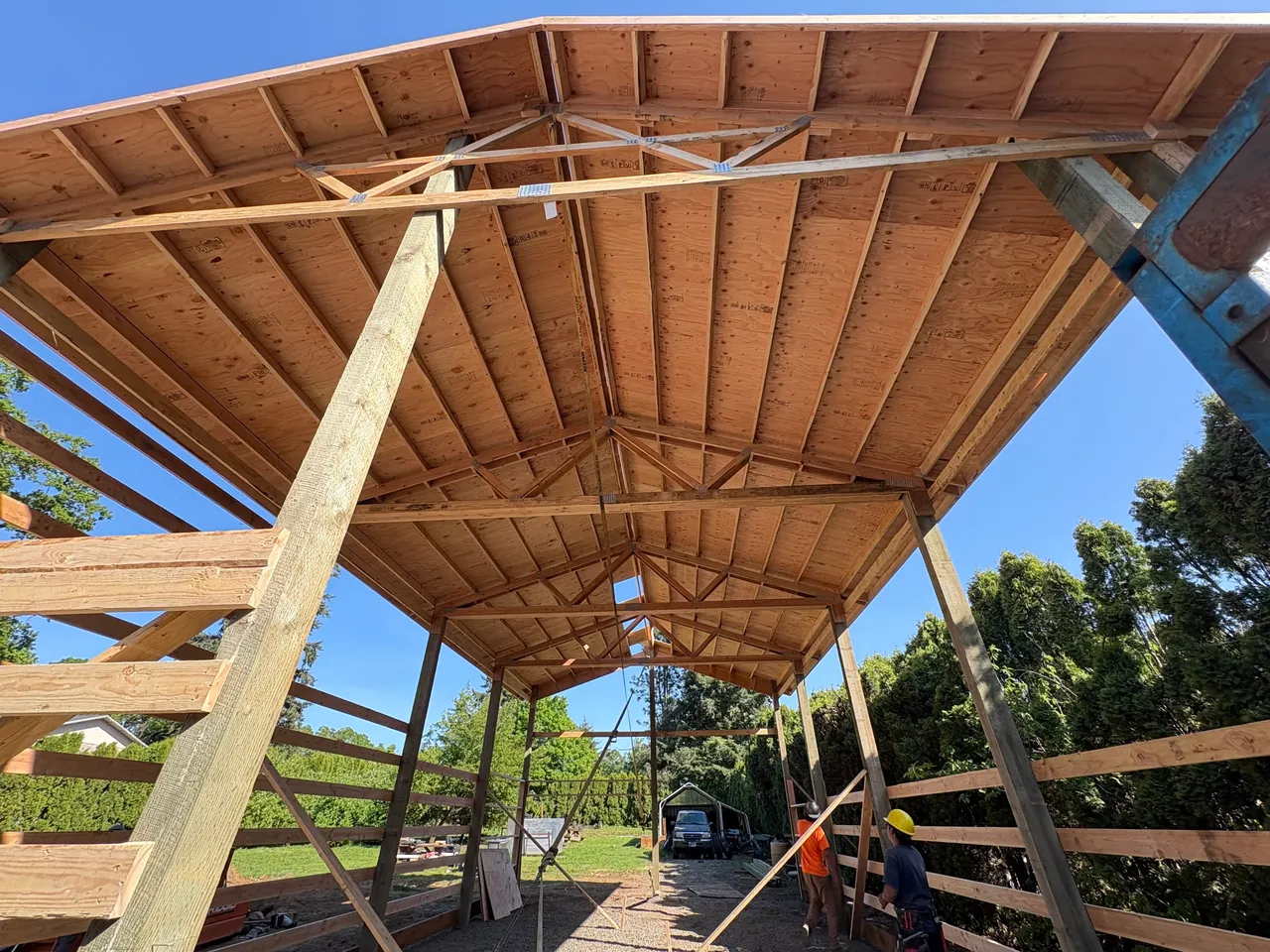 24×48 Enclosed Shop with Loft — Clackamas County, Oregon during construction