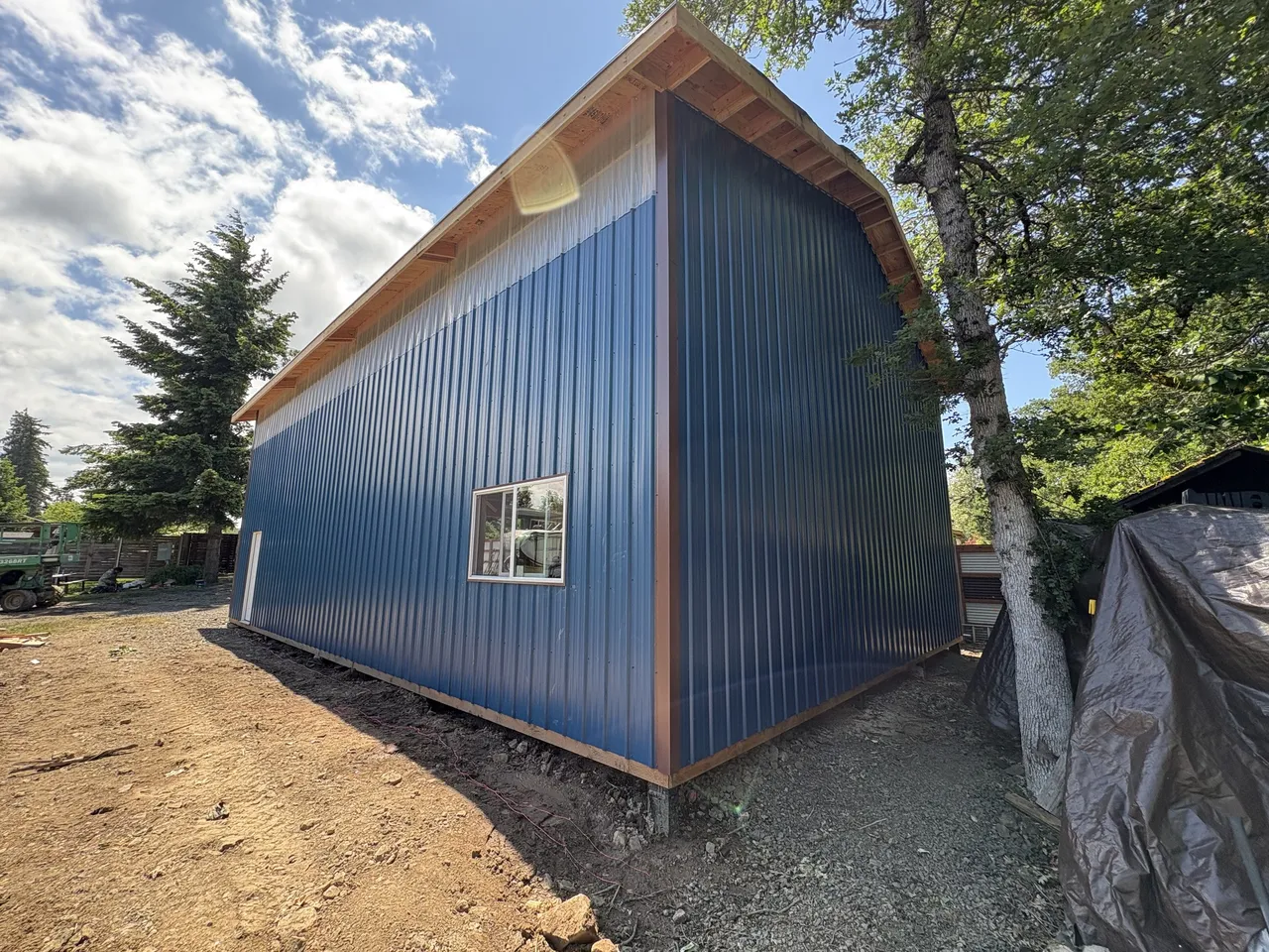 30×46 Engineered Shop on Gorge Rock — Hood River, Oregon during construction