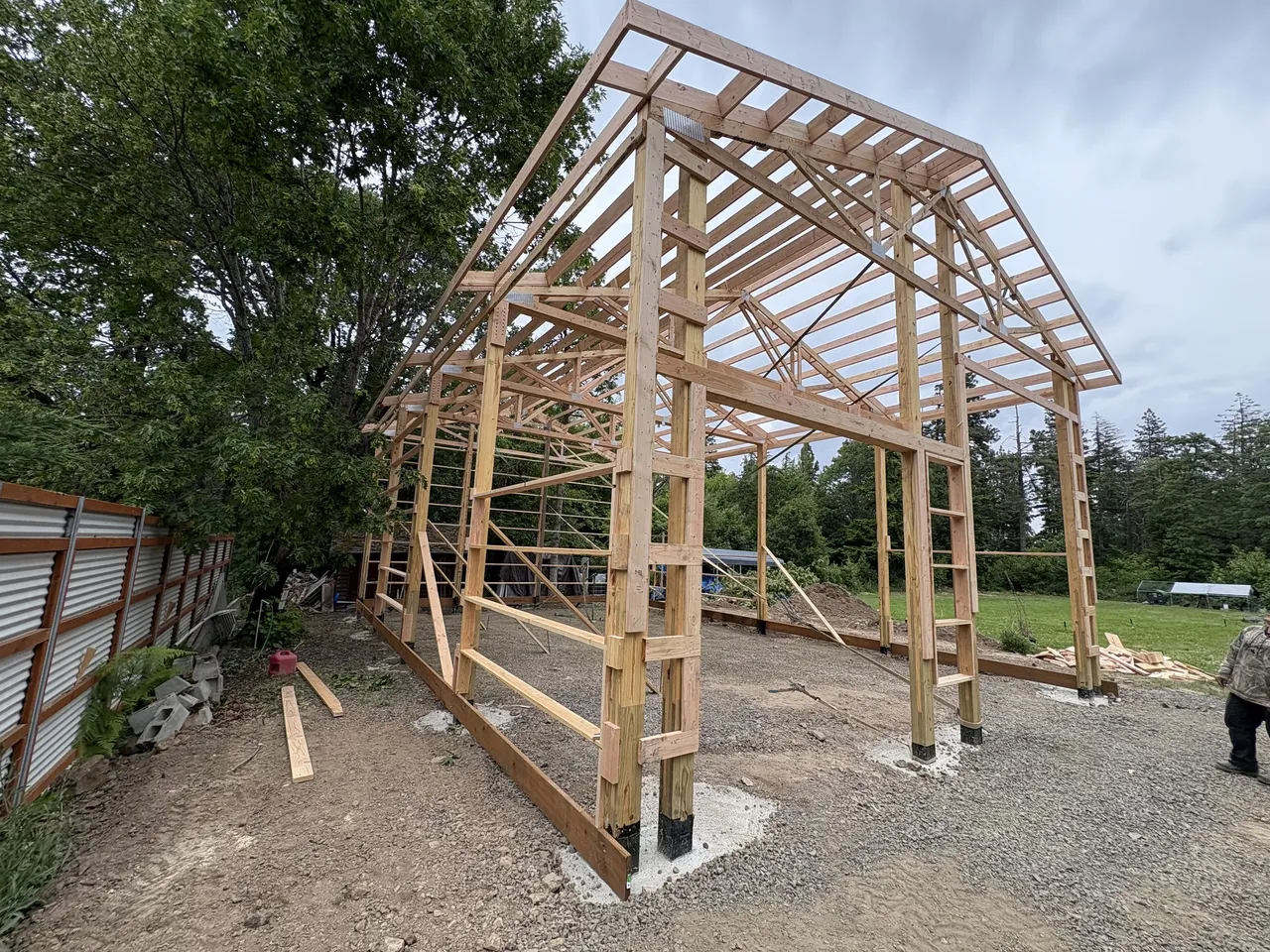 30×46 Engineered Shop on Gorge Rock — Hood River, Oregon during construction