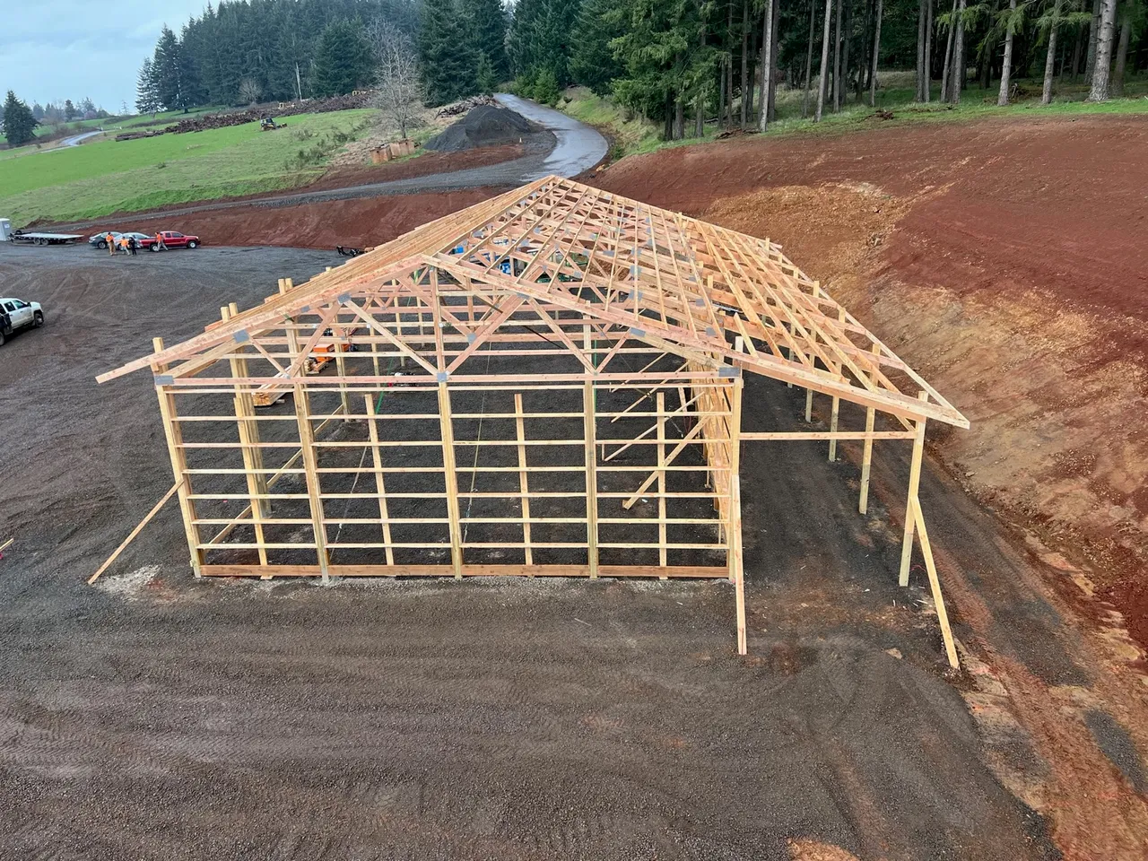 Multi-Building Equestrian Campus — Yamhill County, Oregon during construction