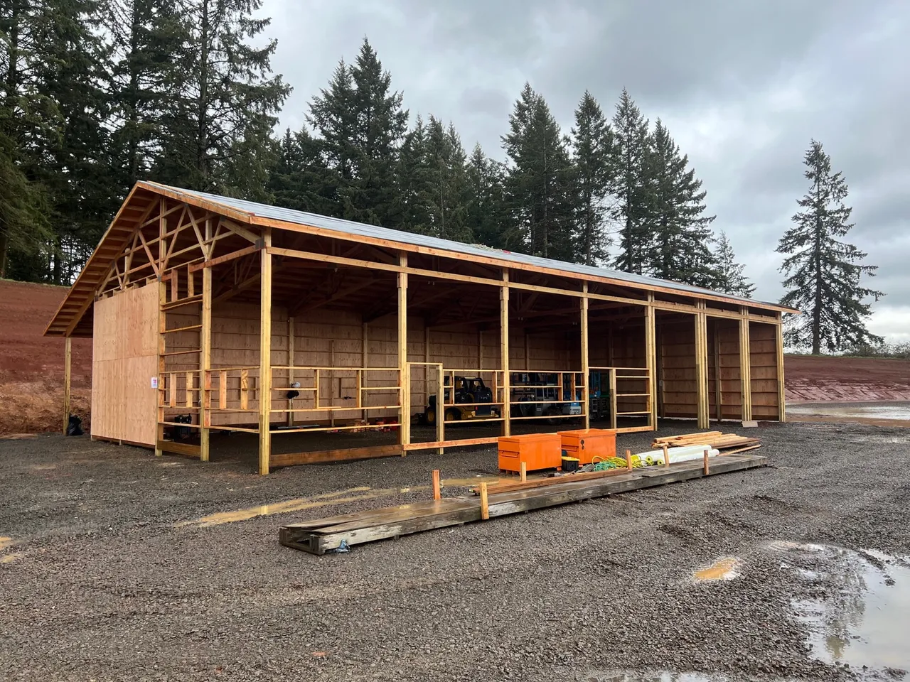Multi-Building Equestrian Campus — Yamhill County, Oregon during construction
