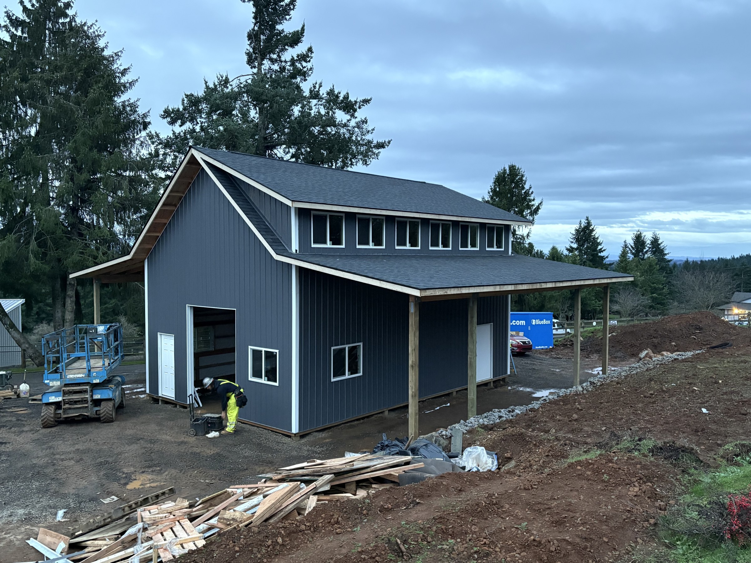 24×36 Loft Building with Twin 12×36 Wings — Sherwood, Oregon, built by Miner Pole Buildings